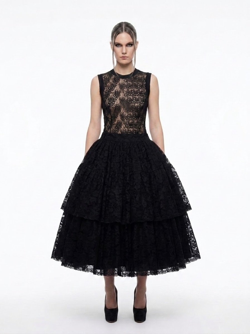 D&G Dolce & Gabbana Y2k Black Sheer Floral Lace Back … - Gem